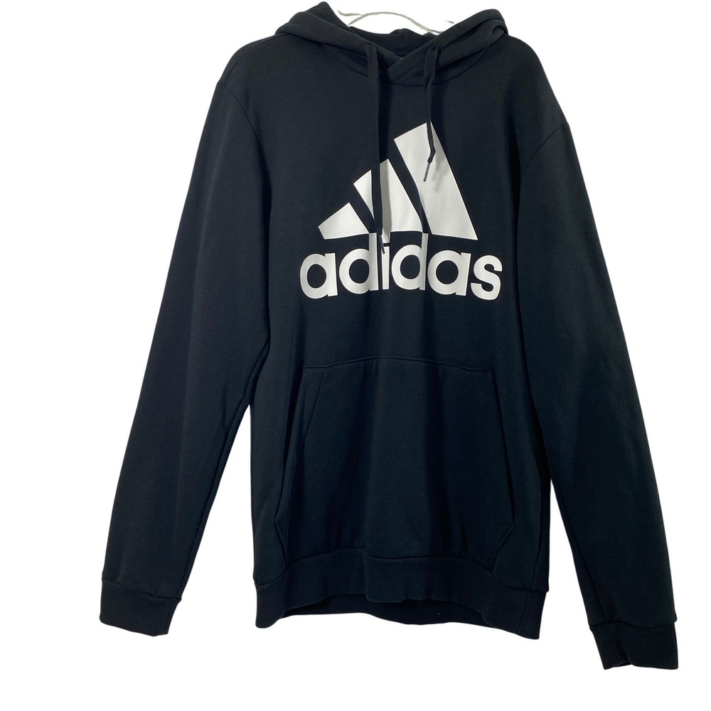 Adidas‎ Essentials Big Logo Hoodie Mens Small Black White GK9220 Pullover Fleece